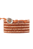 Chan Luu 5 Wrap Bracelet 18k Rose Gold Natural Brown Leather
