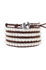 Chan Luu Wrap Bracelet White Pearl Brown Leather