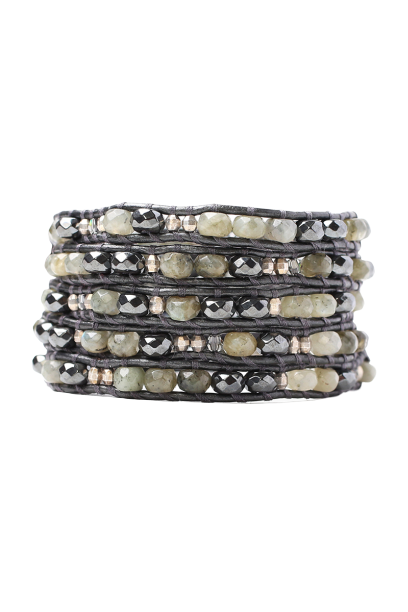 Chan Luu Wrap Bracelet Labradorite Mix Grey Leather