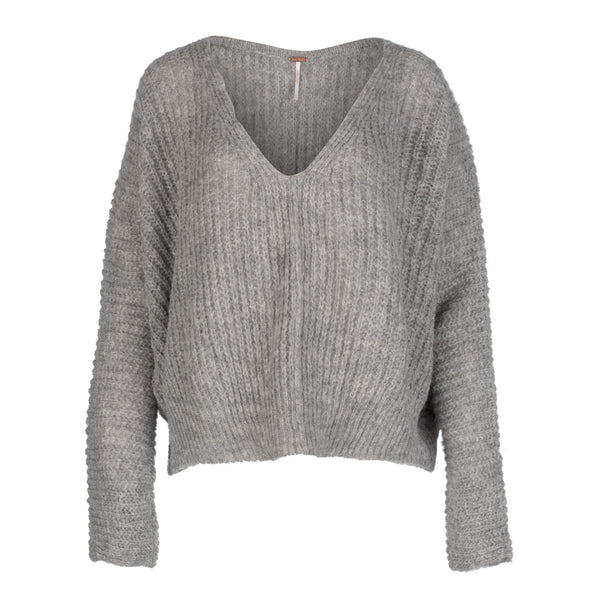 Free People Moonbeam V Cropped Sweater (Gray)