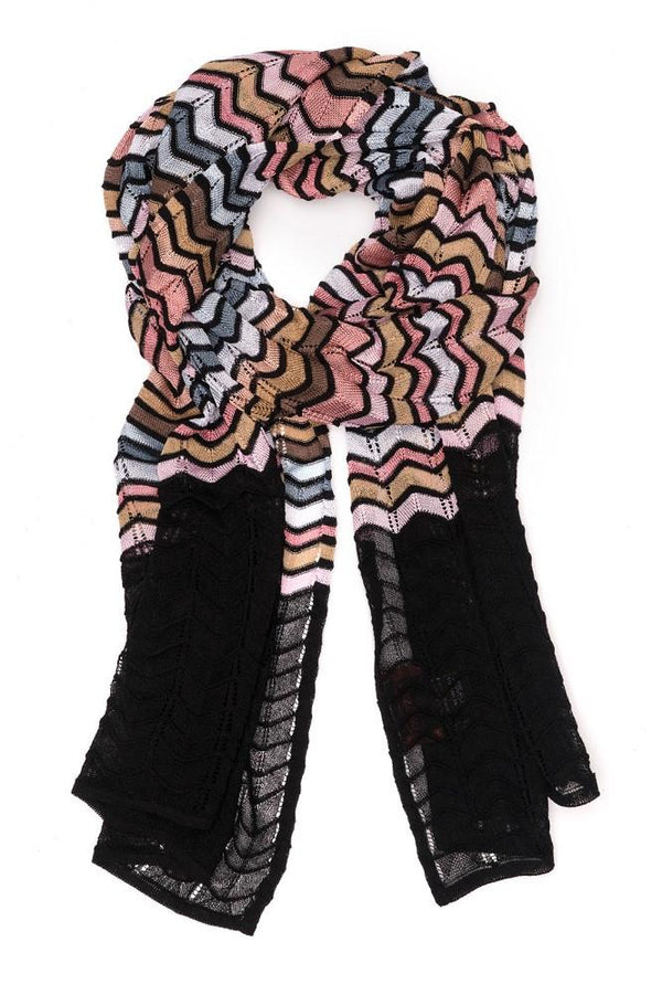 Missoni Knitted Chevron Scarf Black